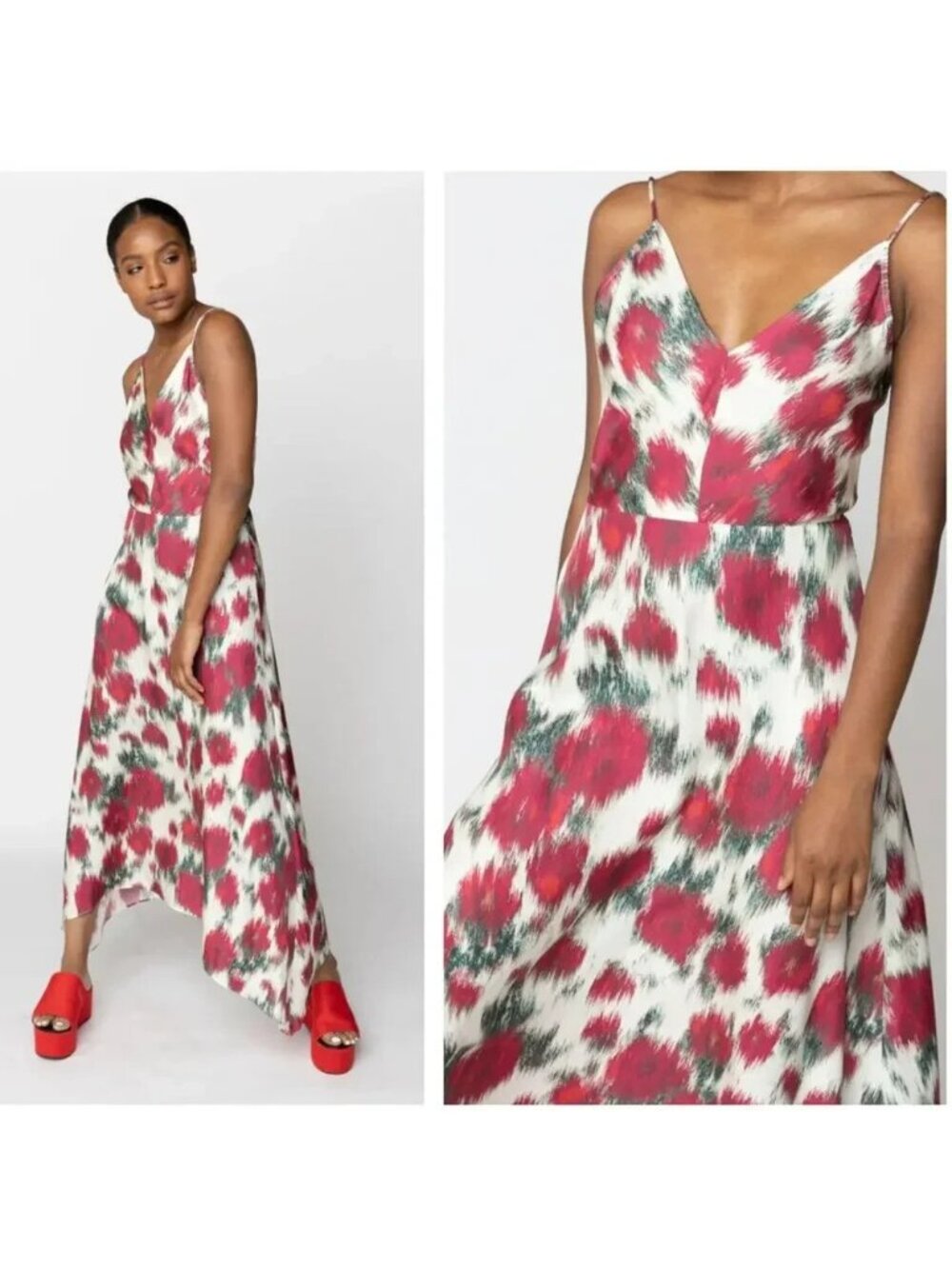 Hope for Flowers Tracy Reese Wraped Roses Slip Dress S EUC